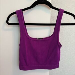 Zara Purple Ribbed Crop Top